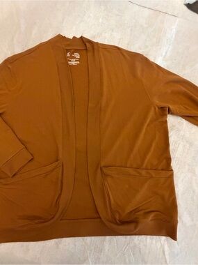 Xersion Open-Front Cardigan Jacket in Copper Brown